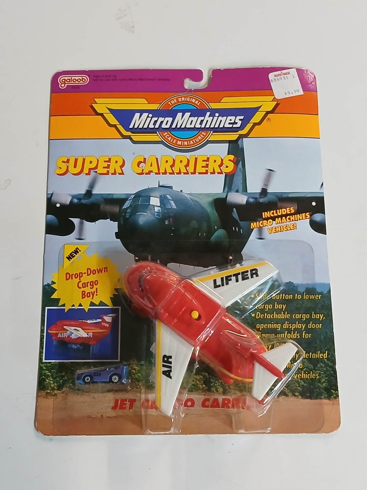Air Lifter Jet Cargo Carrier w/Car – Micro Machines Super Carriers – 1990 Galoob