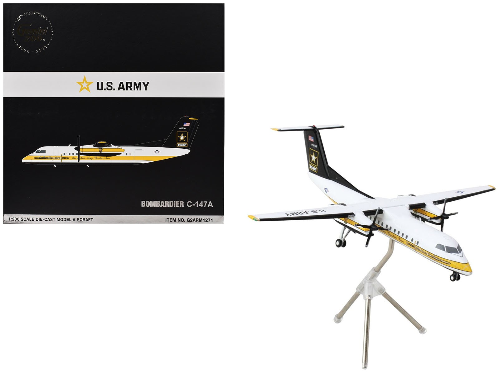 Bombardier C 147A Transport Aircraft United States Army White Black Tail Series