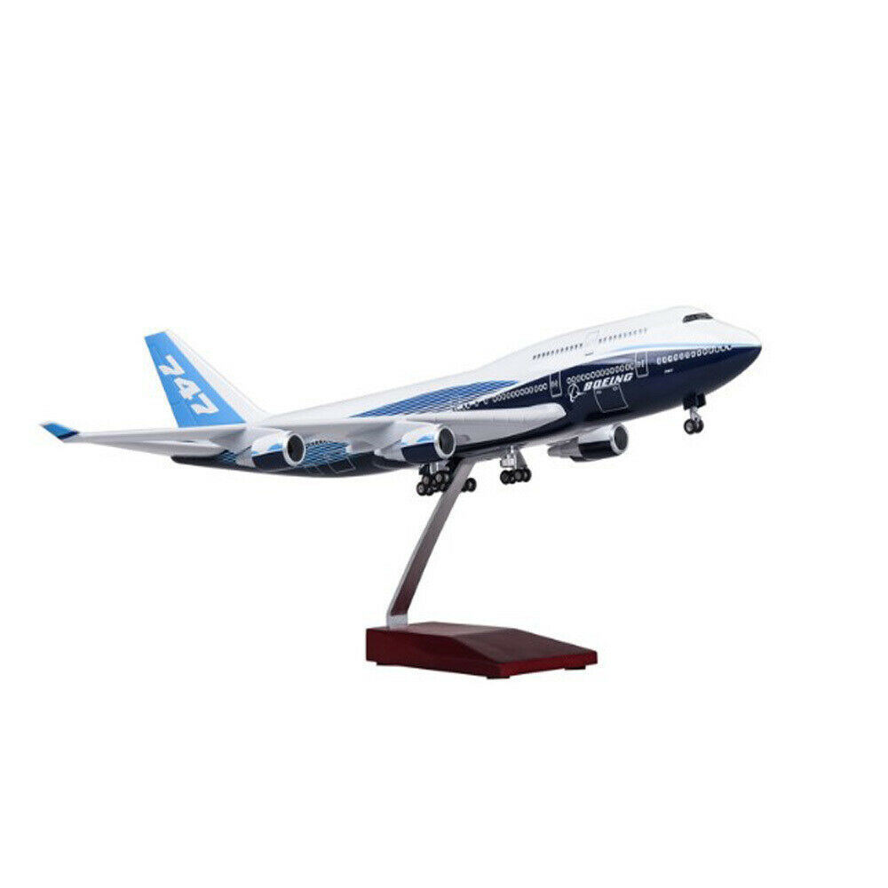 Airplane Aircraft 1/150 B747 Boeing 747-400 Plane Model Replica Resin LED Lights
