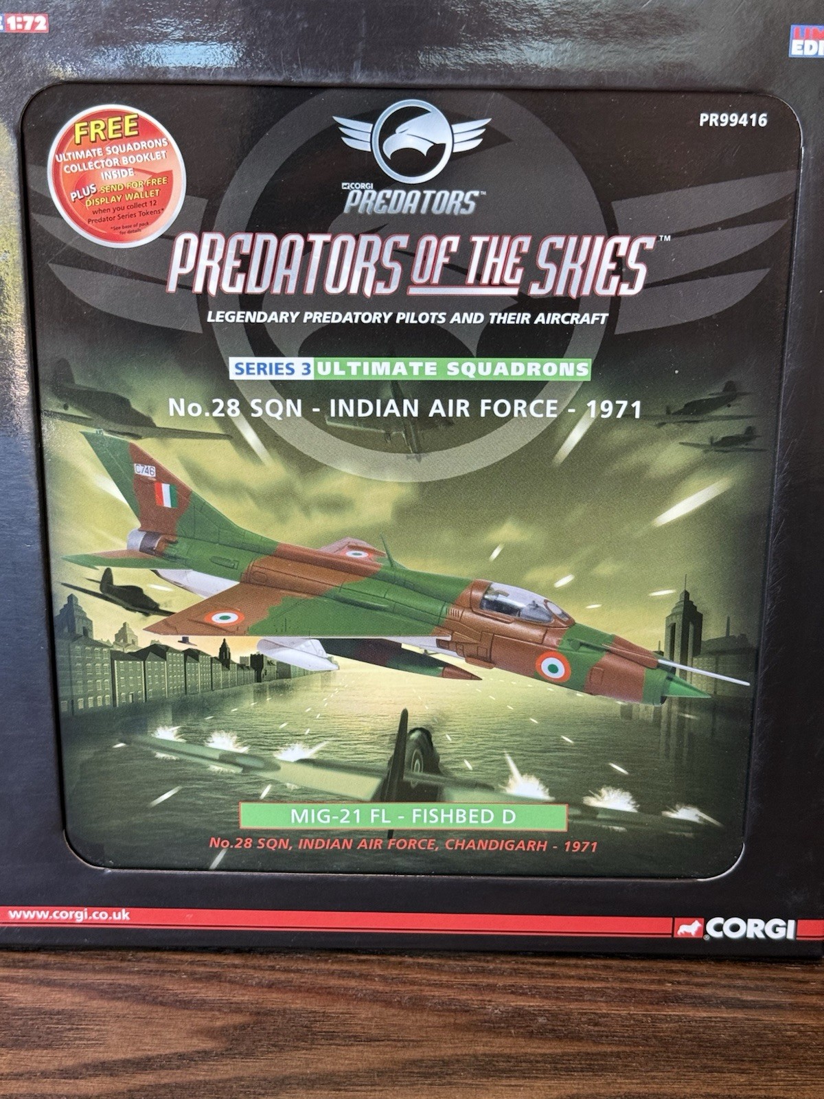 1:72 Corgi Predators Of The Sky, MIG-21 FL – Fishbed D, Indian AF, No. 28 SQN.