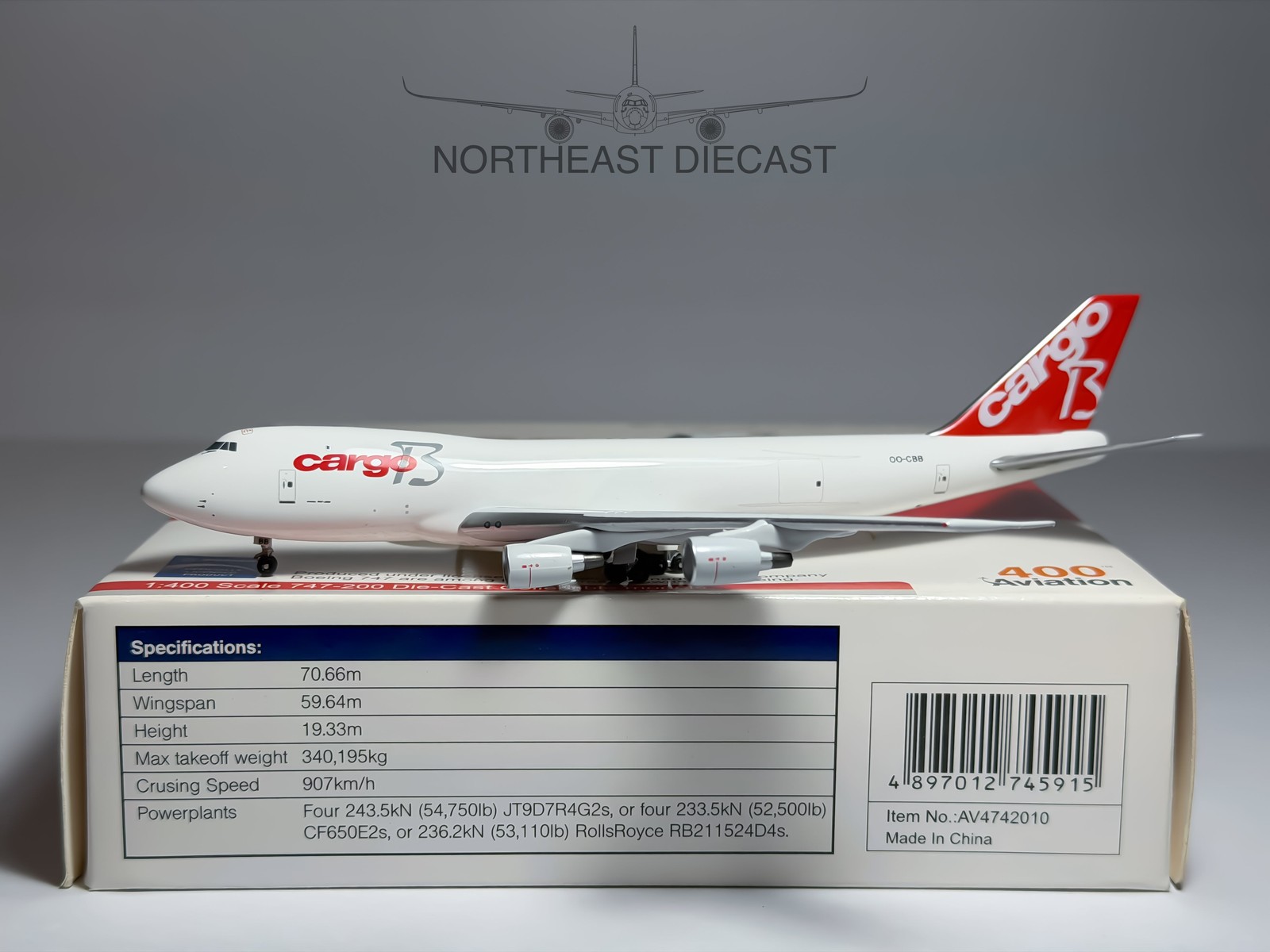 Cargo B Boeing 747-200F 1:400 Aviation400 OO-CBB (AV4742010)