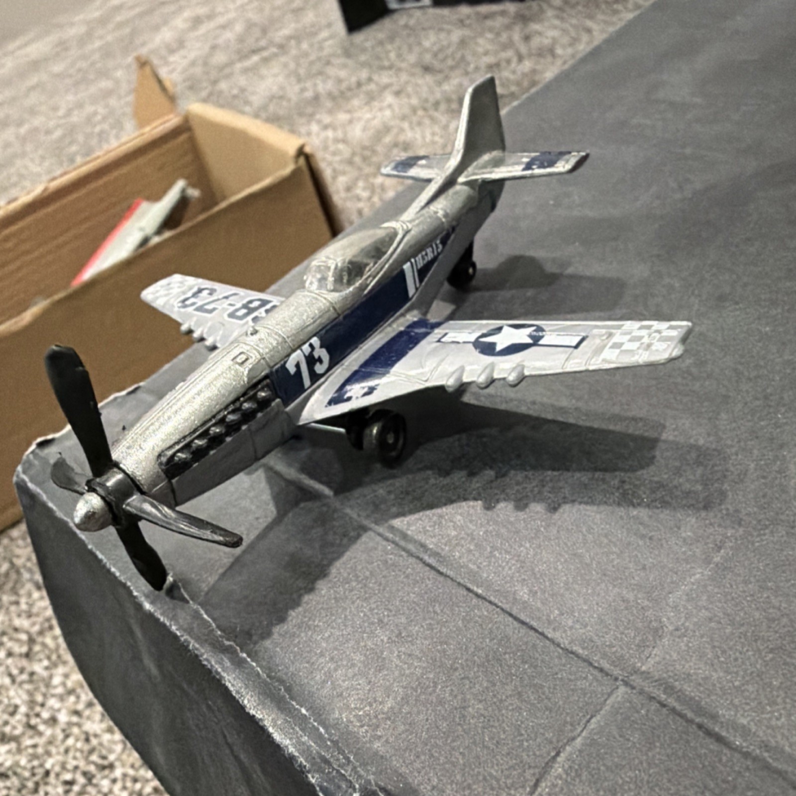 Matchbox 1:72 P-51 Mustang Diecast Military Airplane Silver Blue 1944 Toy