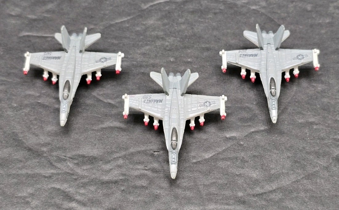 Micro Machines Military F/A-18 Hornet Fighter Plane Marines 502 Lot of 3 Galoob
