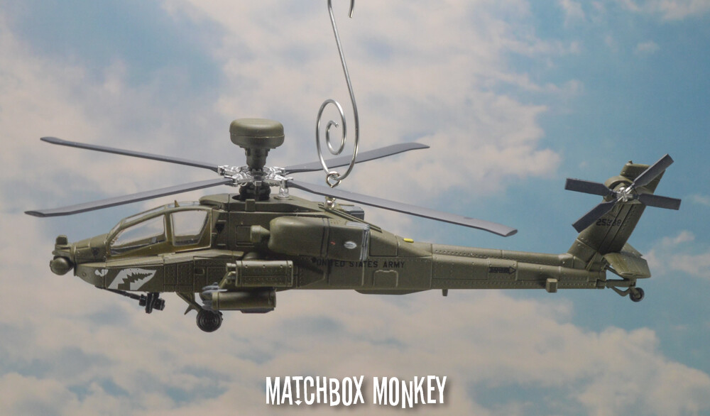 US Army Modern Boeing AH-64D Longbow Apache Helicopter Christmas Ornament USA