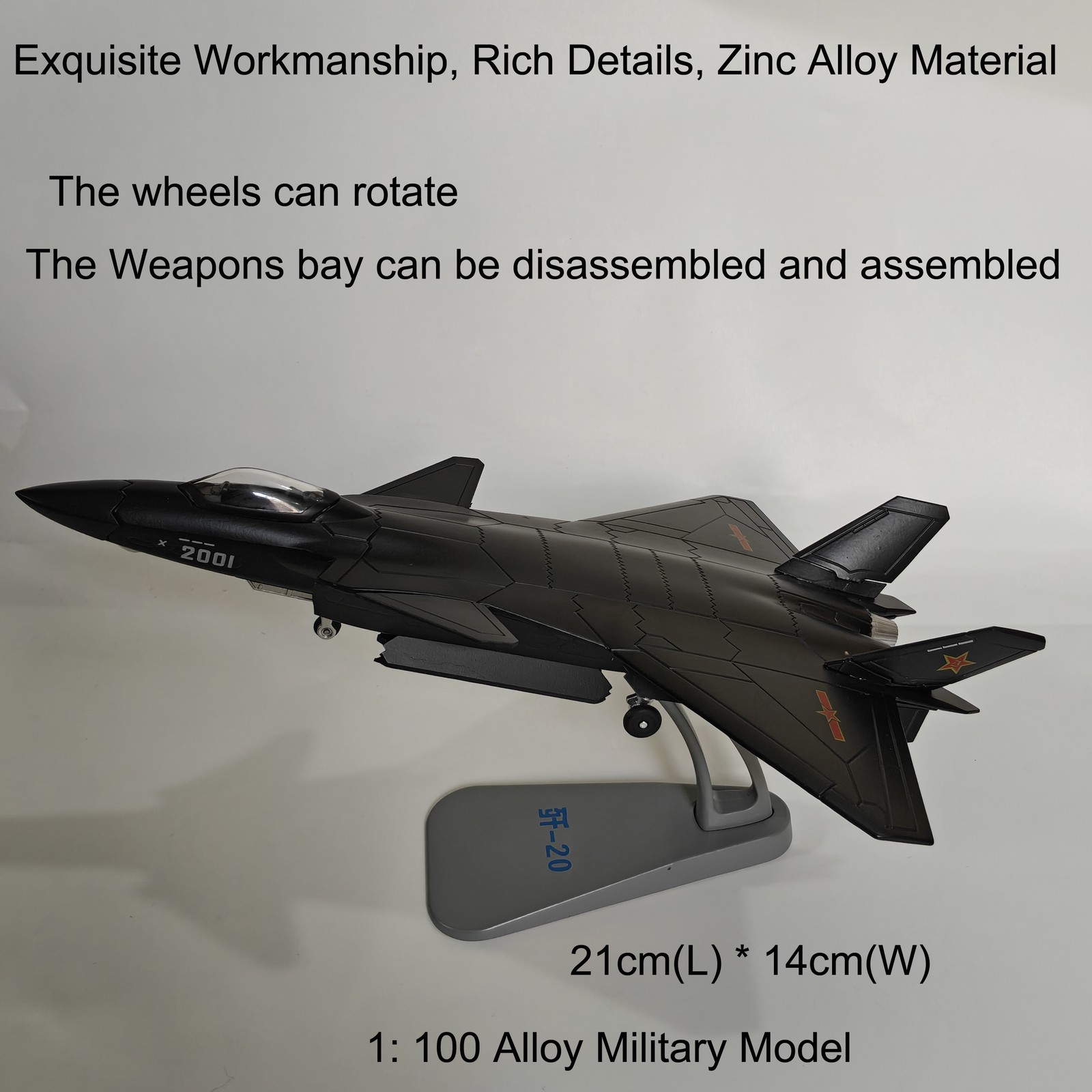 1:100 Diecast Military Model China J-20 “Mighty Dragon” Fighter Hobby Collection