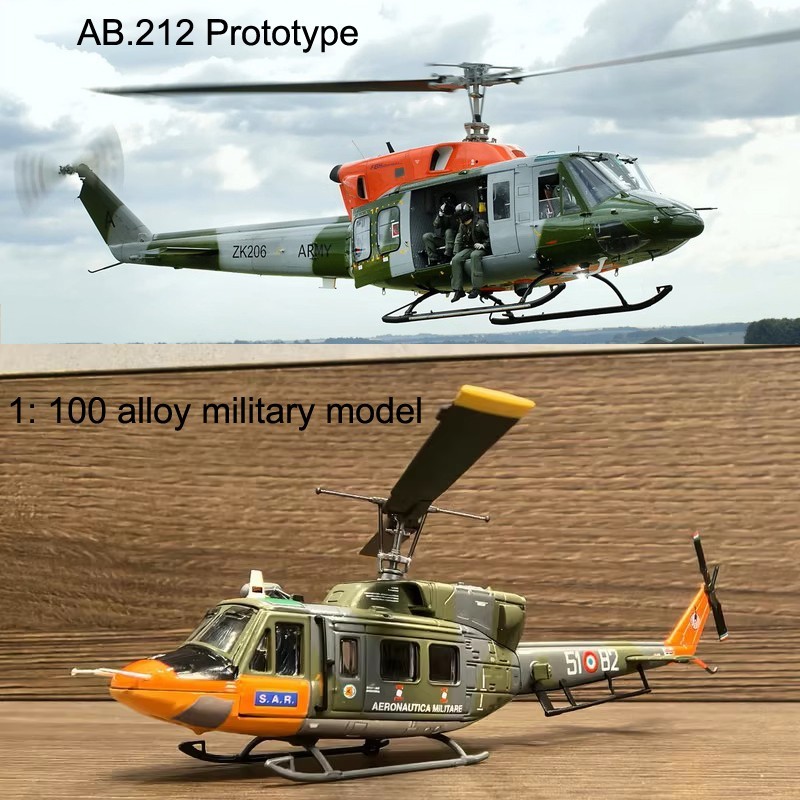 1:100 Alloy AMI Agusta-Bell AB.212 Helicopter Model Diecast Military Collection