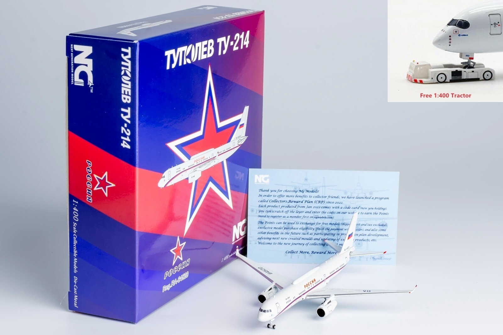 1:400 NG Models NG40015 Russian Air Force Tupolev TU-214PU RA-6452+Free Tractor