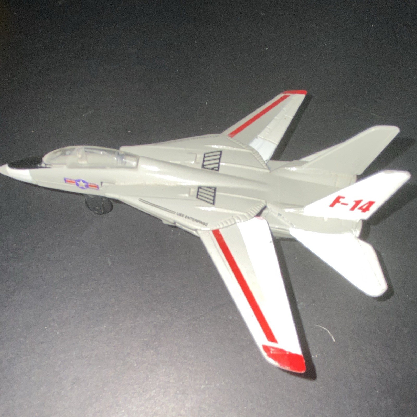 F-14 Fighter Jet Plastic Military Airplane Toy Aircraft, Gray/White/Red