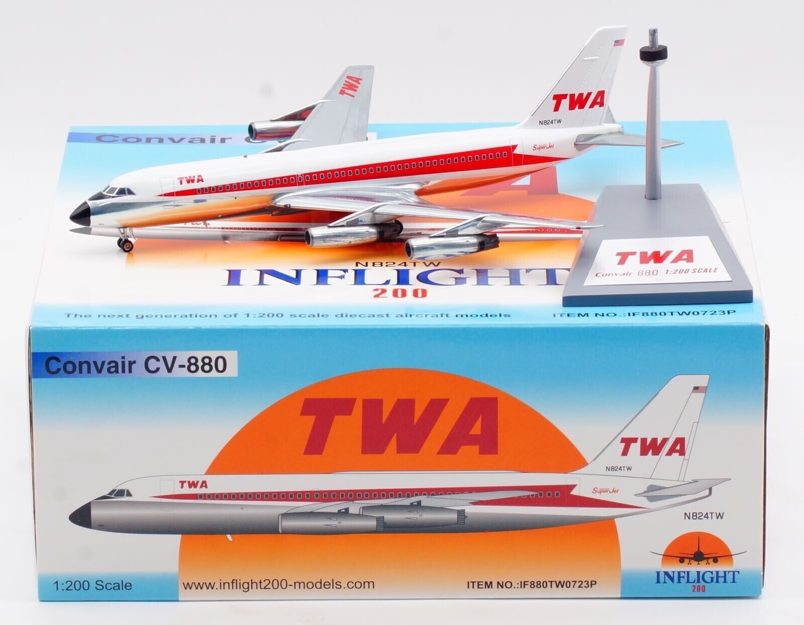 INFLIGHT200 TWA TRANS WORLD AIRLINES CONVAIR CV880 1:200 IF880TW0723P IN STOCK