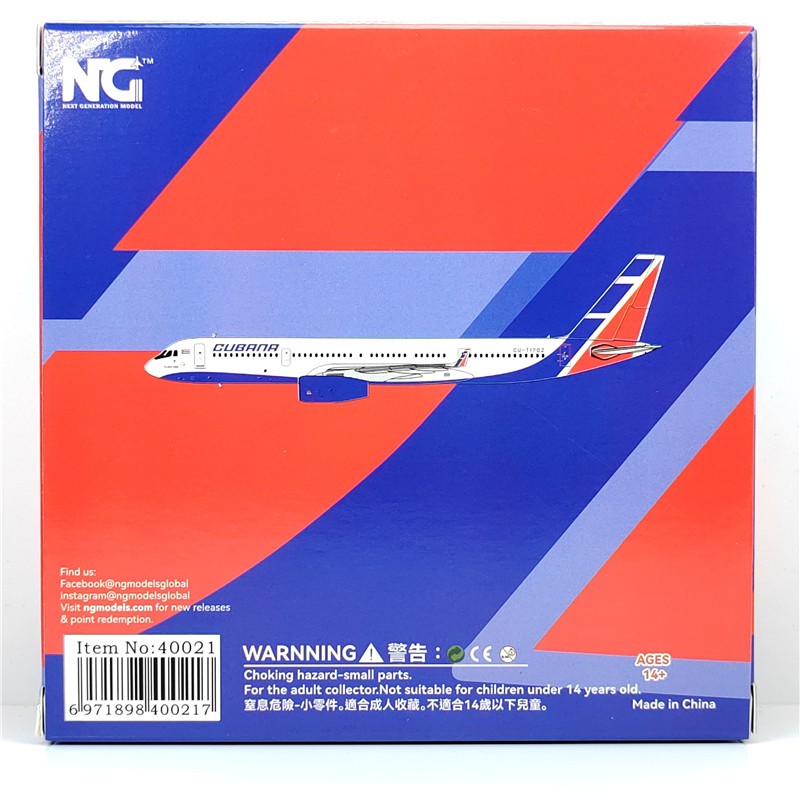 1:400 NG Models Cubana de Aviación Tu-204-100E Airplane Diecast Aircraft Model