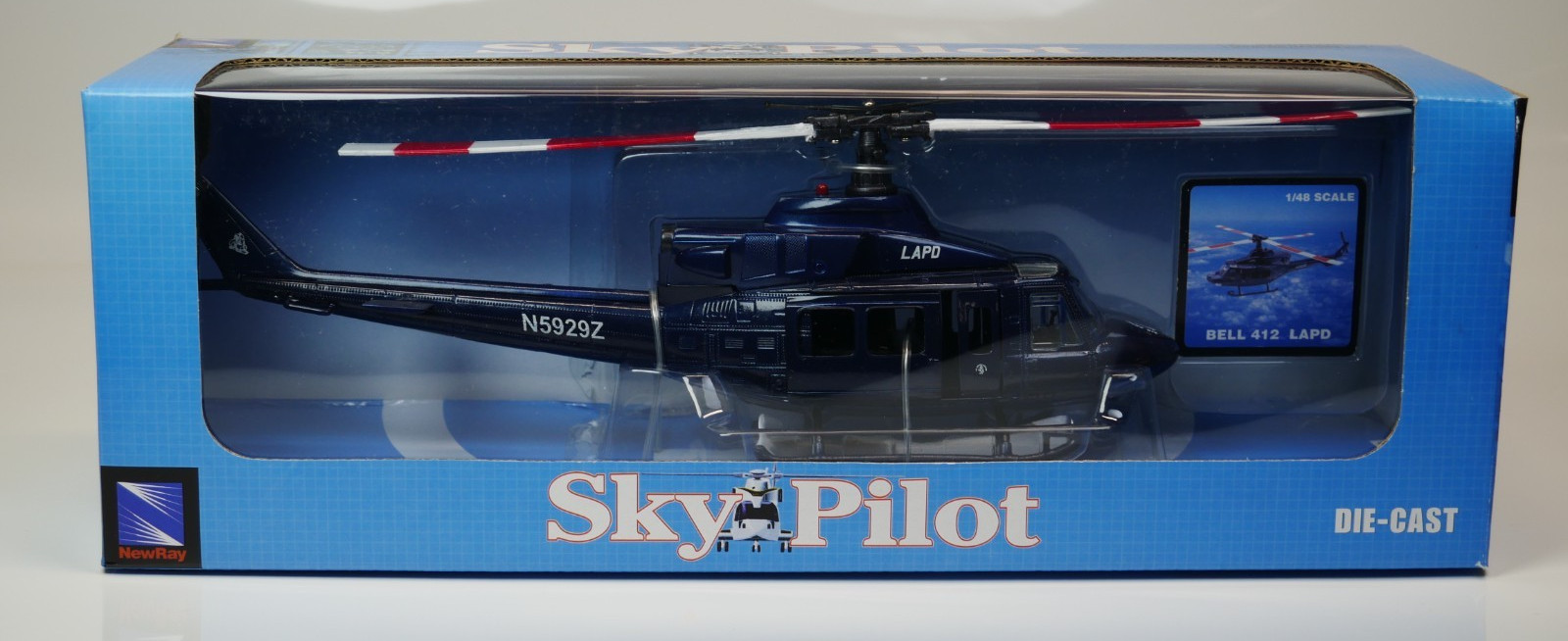 NewRay Sky Pilot 1:48 Bell 412 LAPD Police Helicopter Diecast Model N5929Z