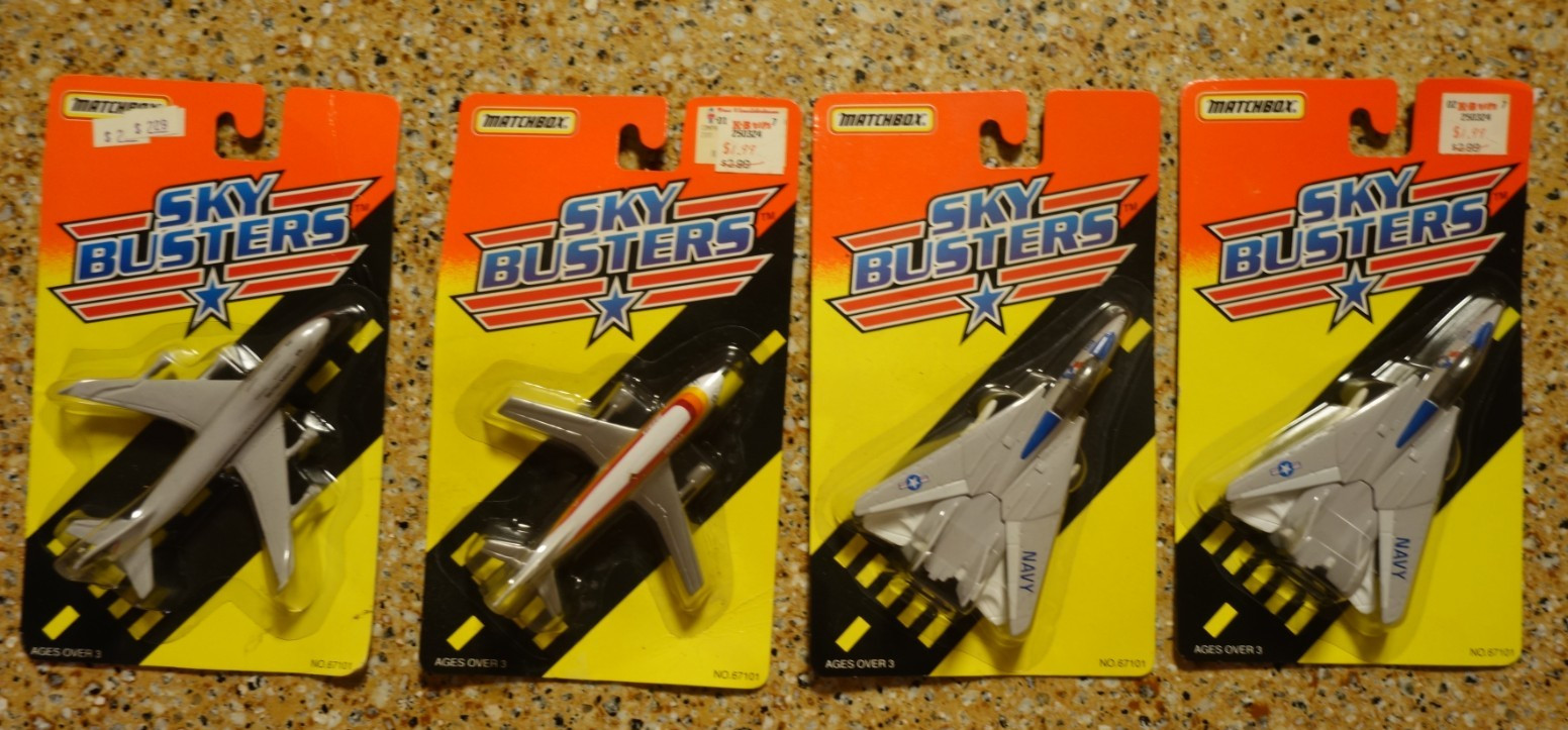Lot of Vintage Matchbox Sky Busters Diecast Metal Airplanes NEW F-14 747 A300