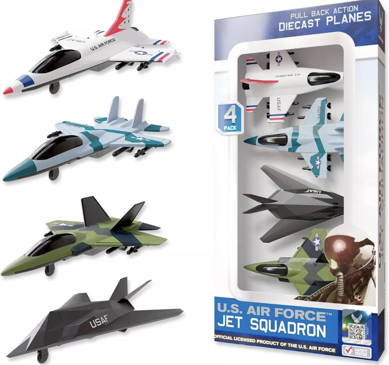 US Air Force – 4-Pack Jet Squadron Die Cast Airplanes Toy (BBAF20317)