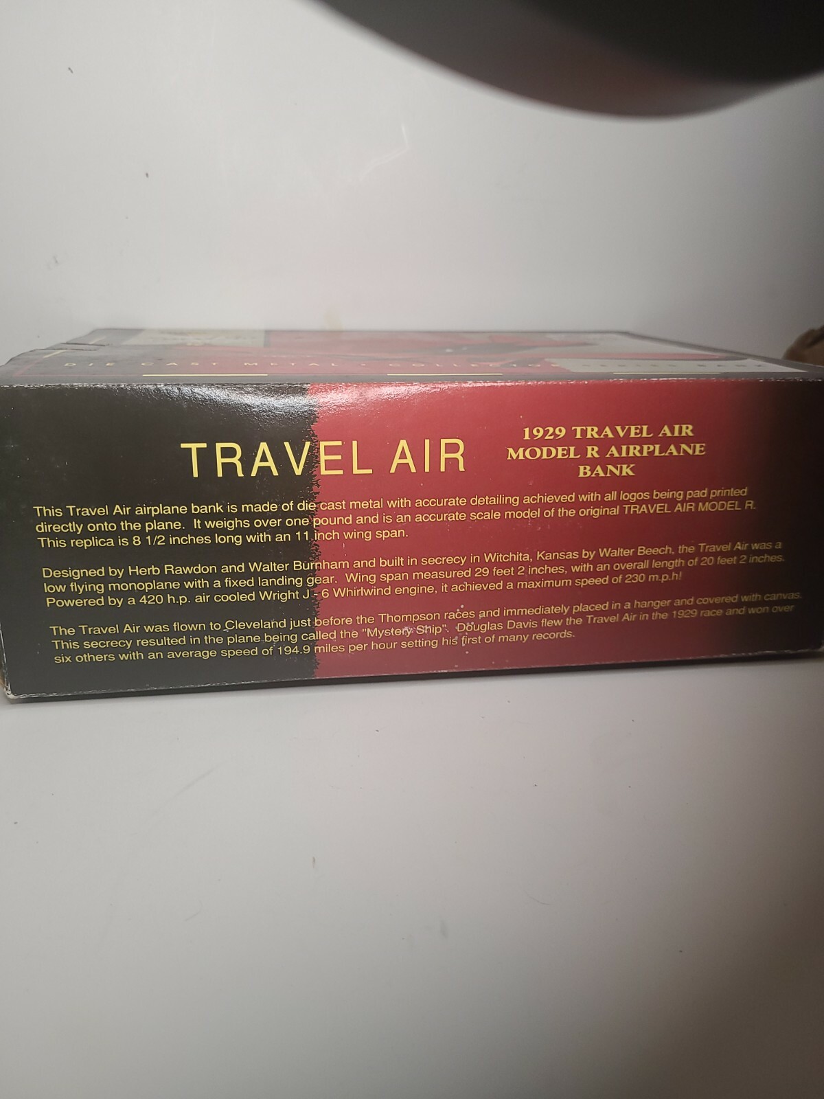 1929 Travel Air Model R Valvoline V100 Die-Cast Bank Stock # 40020