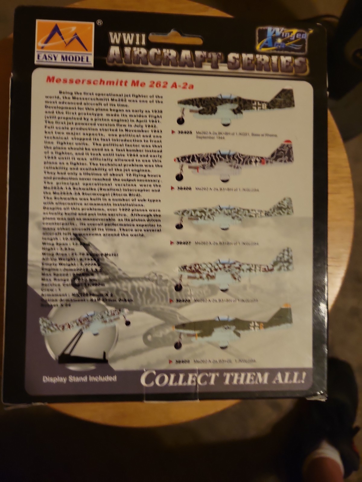 Easy Model MRC WWII Aircraft Series 1:72 Scale Me262A-2A Winged Ace