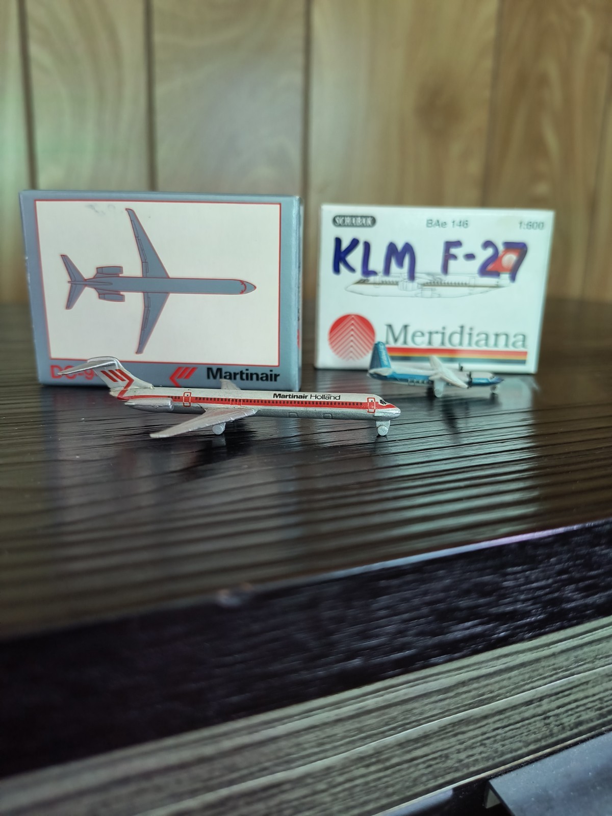 Martinair Holland MD-80 and KLM F-27 Two Plane Diecast Schabak Set