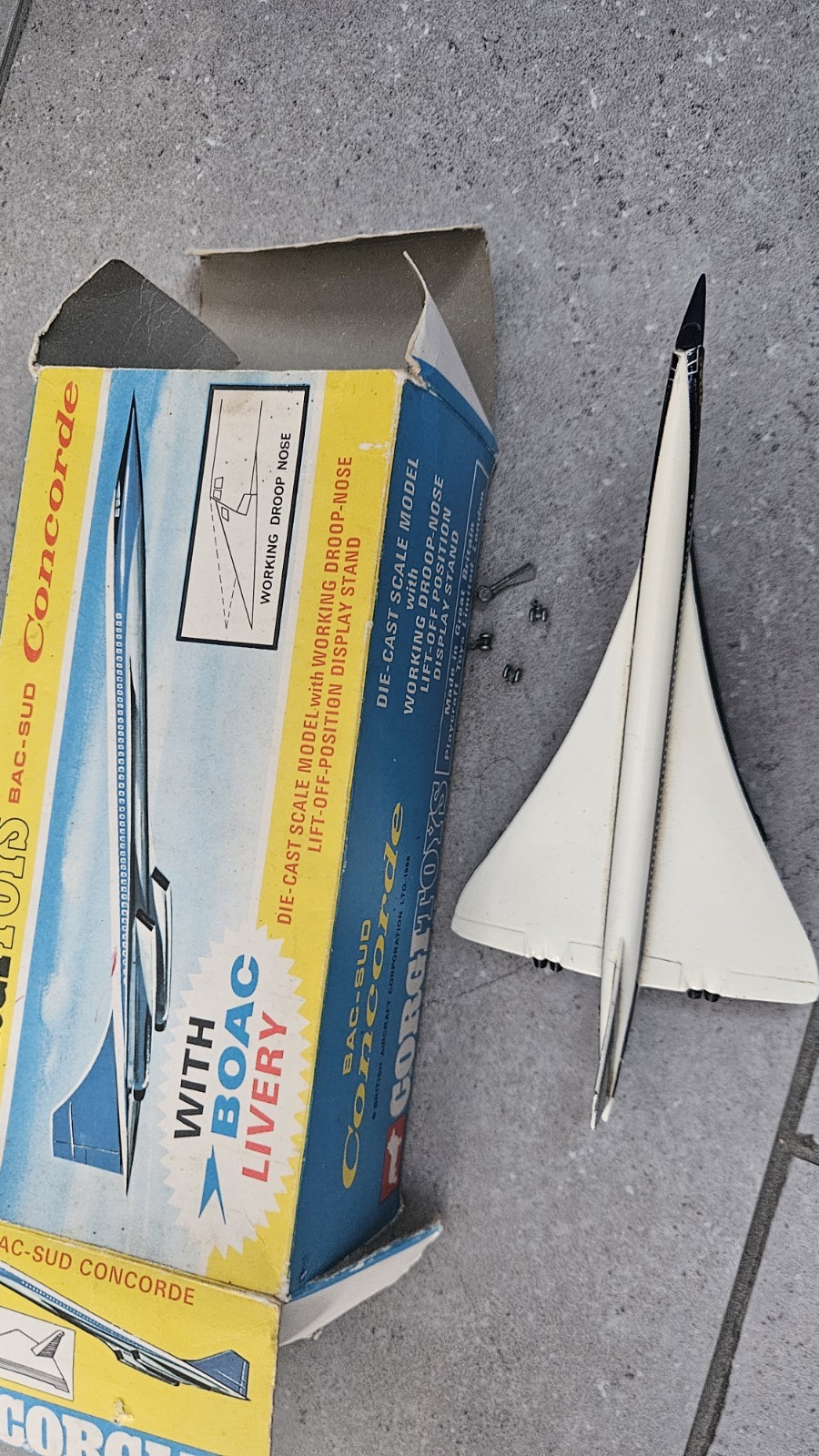 VINTAGE CORGI TOYS. BAC Sud Concorde Diecast Model with BOAC Livery. BOXED.