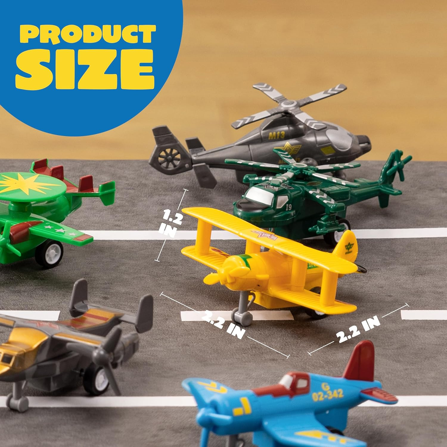 16Pcs Pull Back Airplane Toys Set Jets Helicopters Bombers Gift for Kids Ages 3+