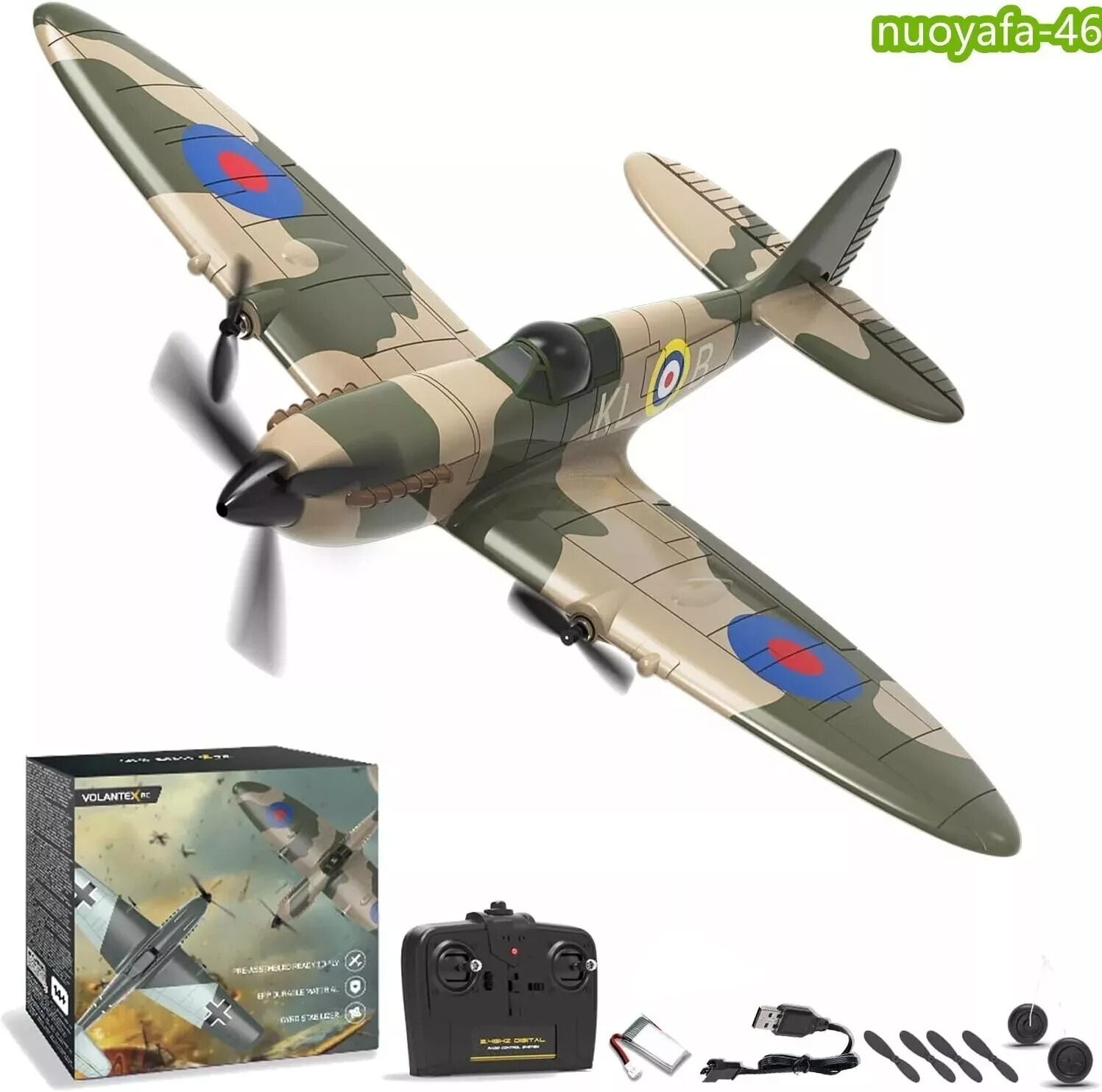 US WWII Spitfire 2.4G 3CH Plane Remote Control Fighter Aerobatic RTF Volantex