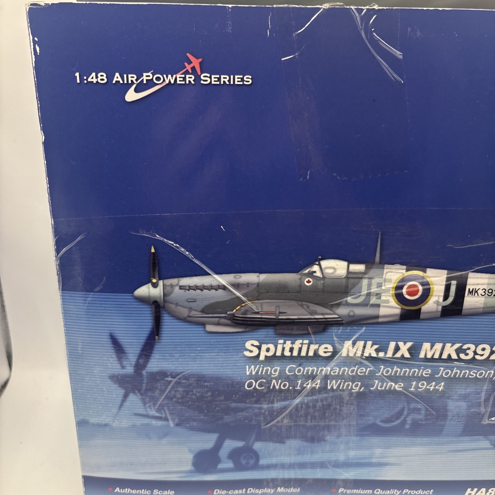 Hobby Master 1:48 Spitfire Mk.IX Johnnie Johnson HA8301 Diecast Plane DAMAGED BO
