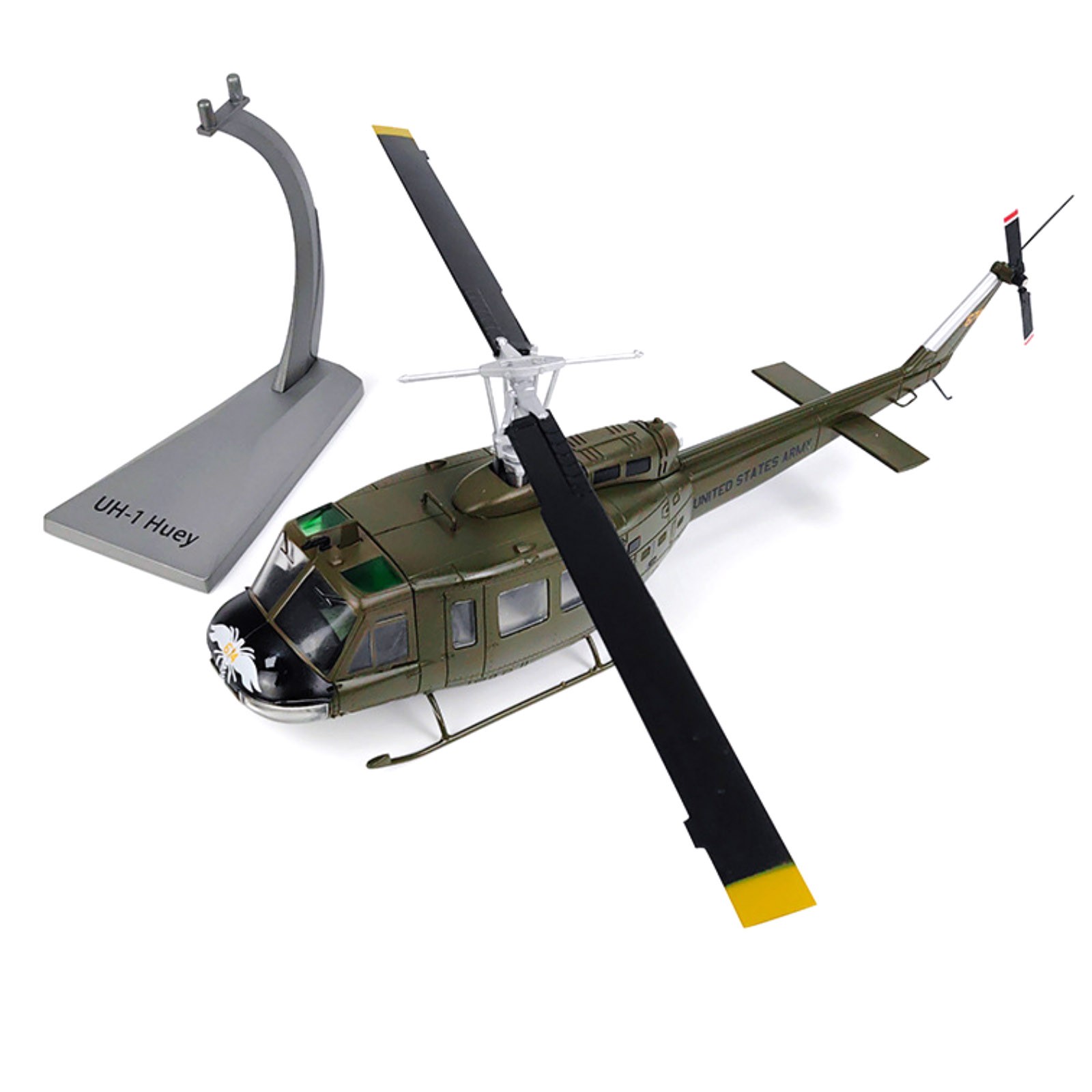 Premium US Army Huey Helicopter Diecast Model 1:48 Scale with Rotating Tail