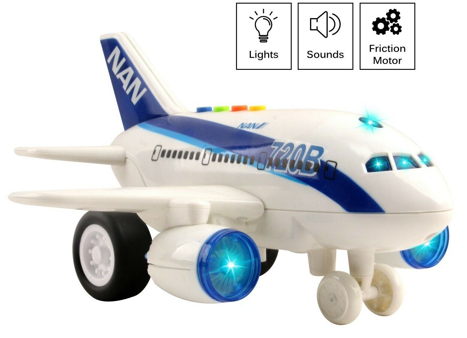 Toy Airplane Jet with lights sounds wheels gift for 1 2 3 4 year old toddler kid