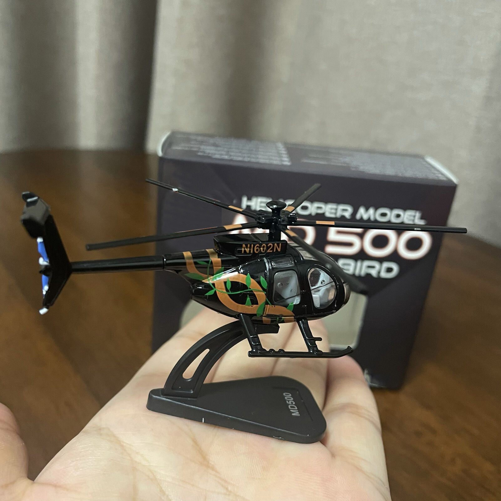 7.4cm Diecast Alloy 1/100 Scale USA Bird MD500 Helicopter Model Decor Craft