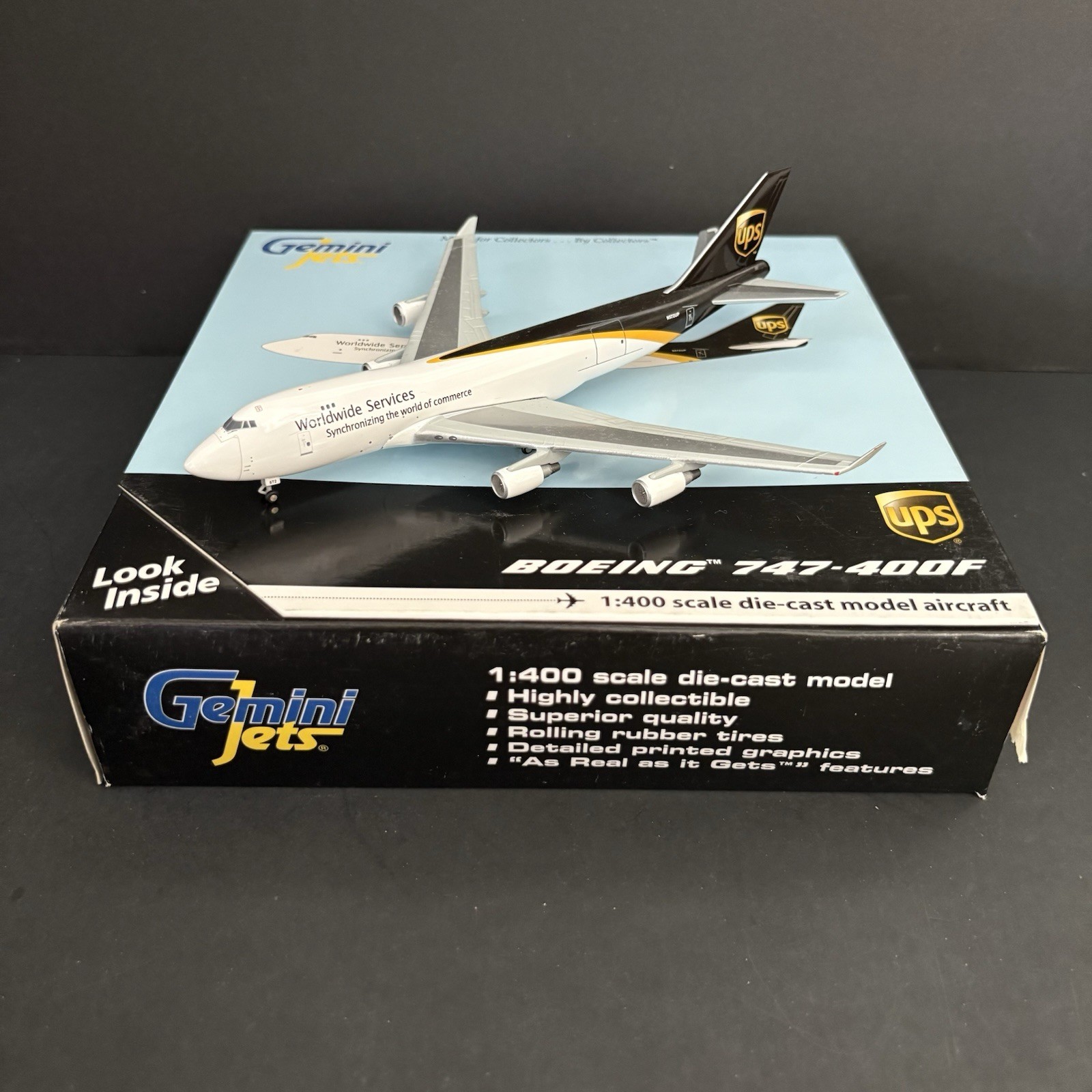 GeminiJets 1:400 UPS Boeing 747-400F N572UP GJUPS861B Diecast Scale Cargo Plane