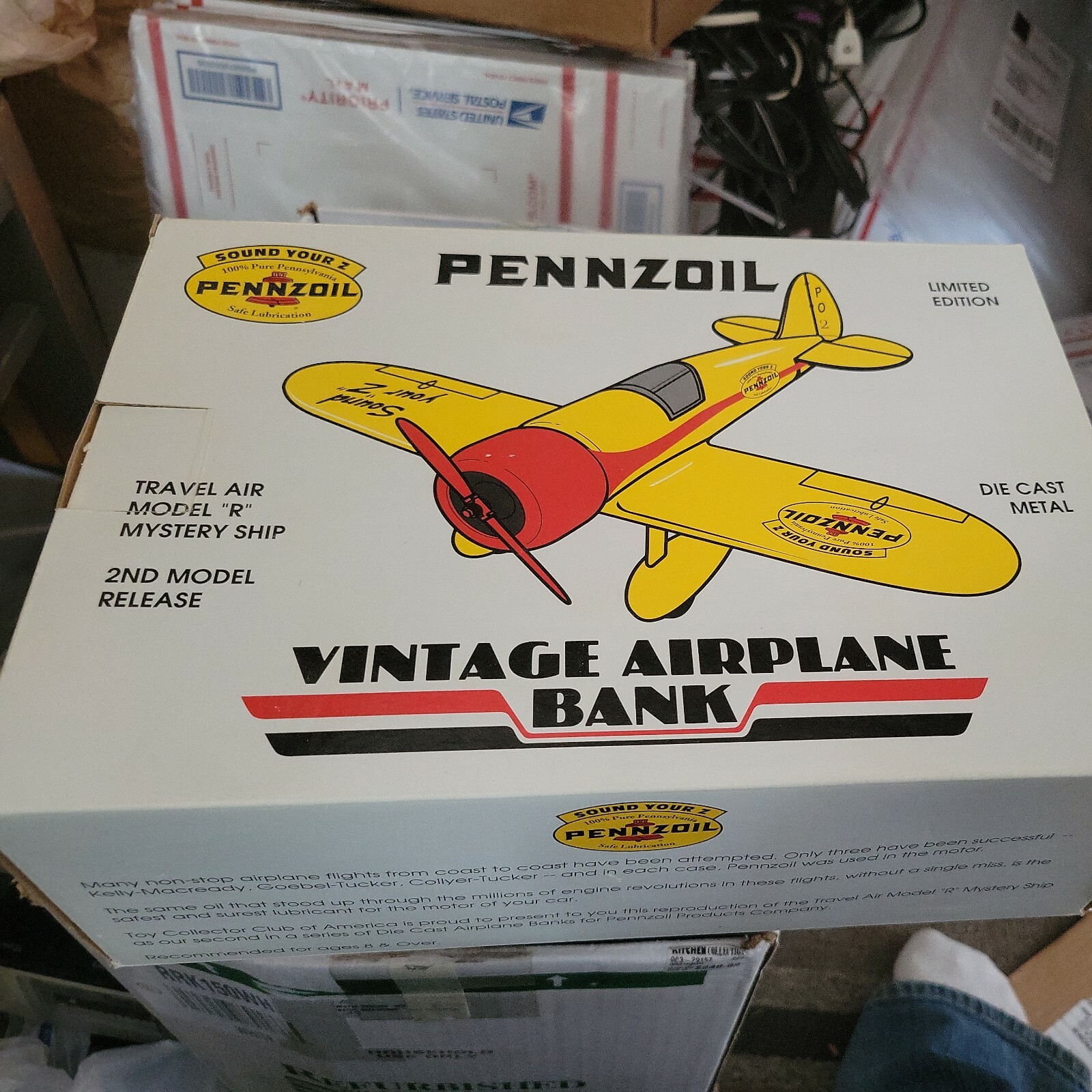 Pennzoil Diecast Model R Mystery Ship Airplane Bank #40002