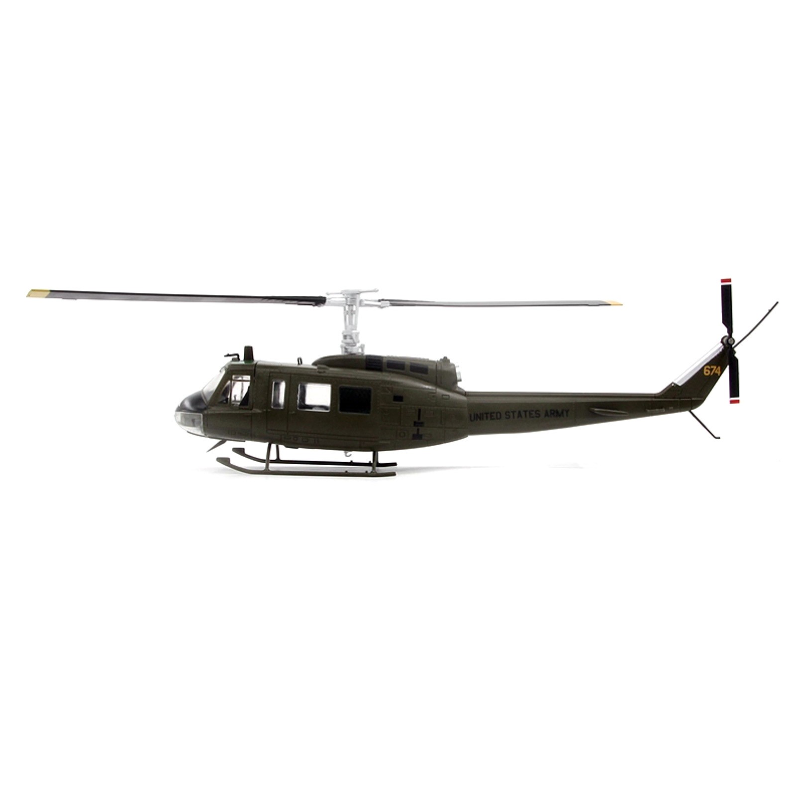 Authentic US Army Huey Helicopter Diecast Model 1:48 Scale with Rotating Blades