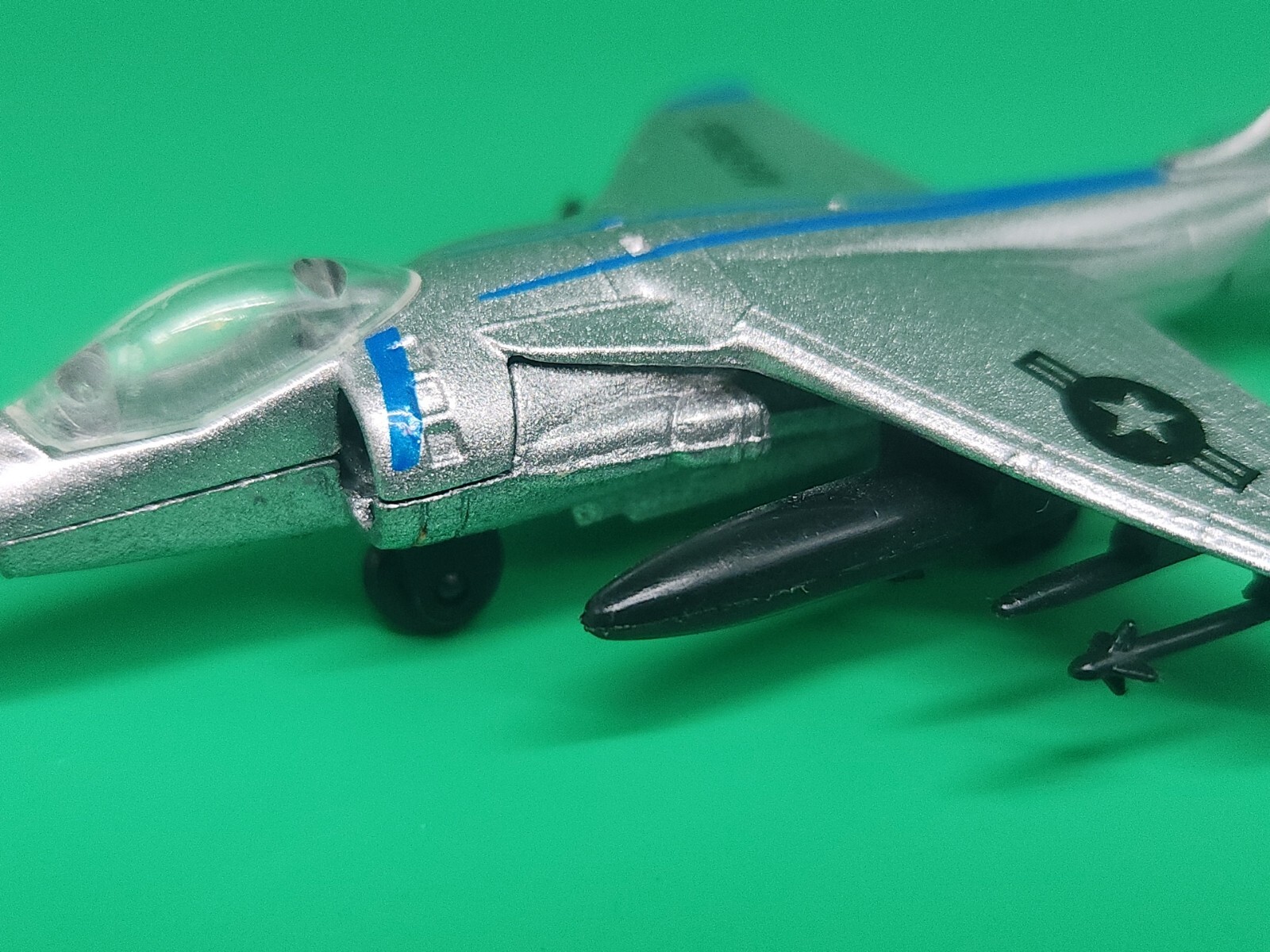 1993 Zylmex AV-8B Harrier MARINES Silver Diecast Jet Military Aircraft Zee Toy