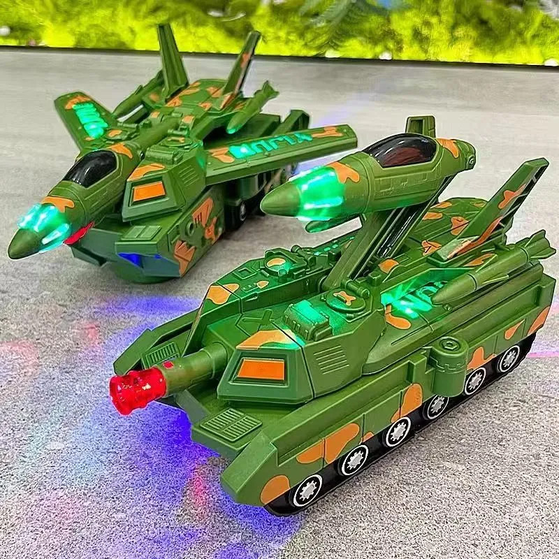 Wanxiang Auto-Transforming Aircraft Tank Toy with Music and Lights – Fighter Jet