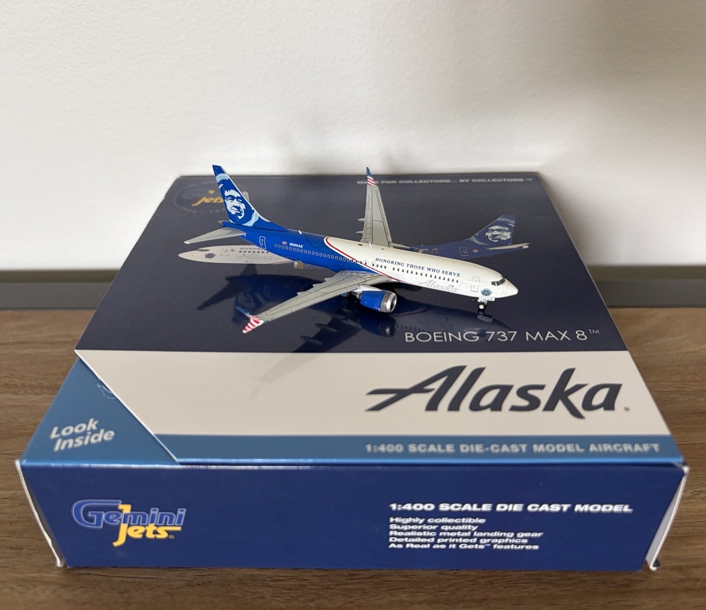 Alaska Airlines Boeing 737 MAX 8 N806AK Honoring GeminiJets GJASA2258 1:400