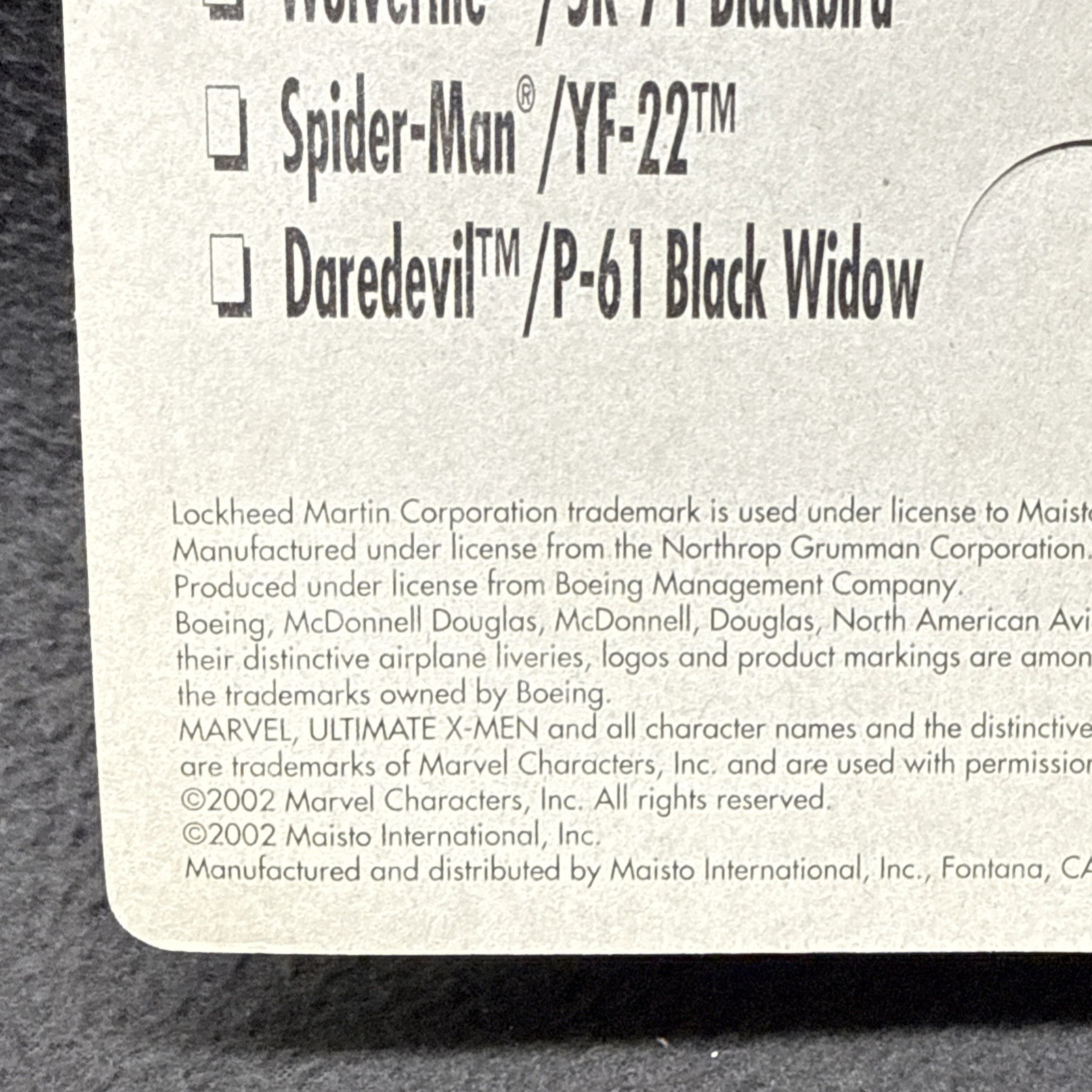 Maisto Ultimate Marvel P-61 Black Widow Like Tailwinds 1/87 Die-Cast Metal Pair