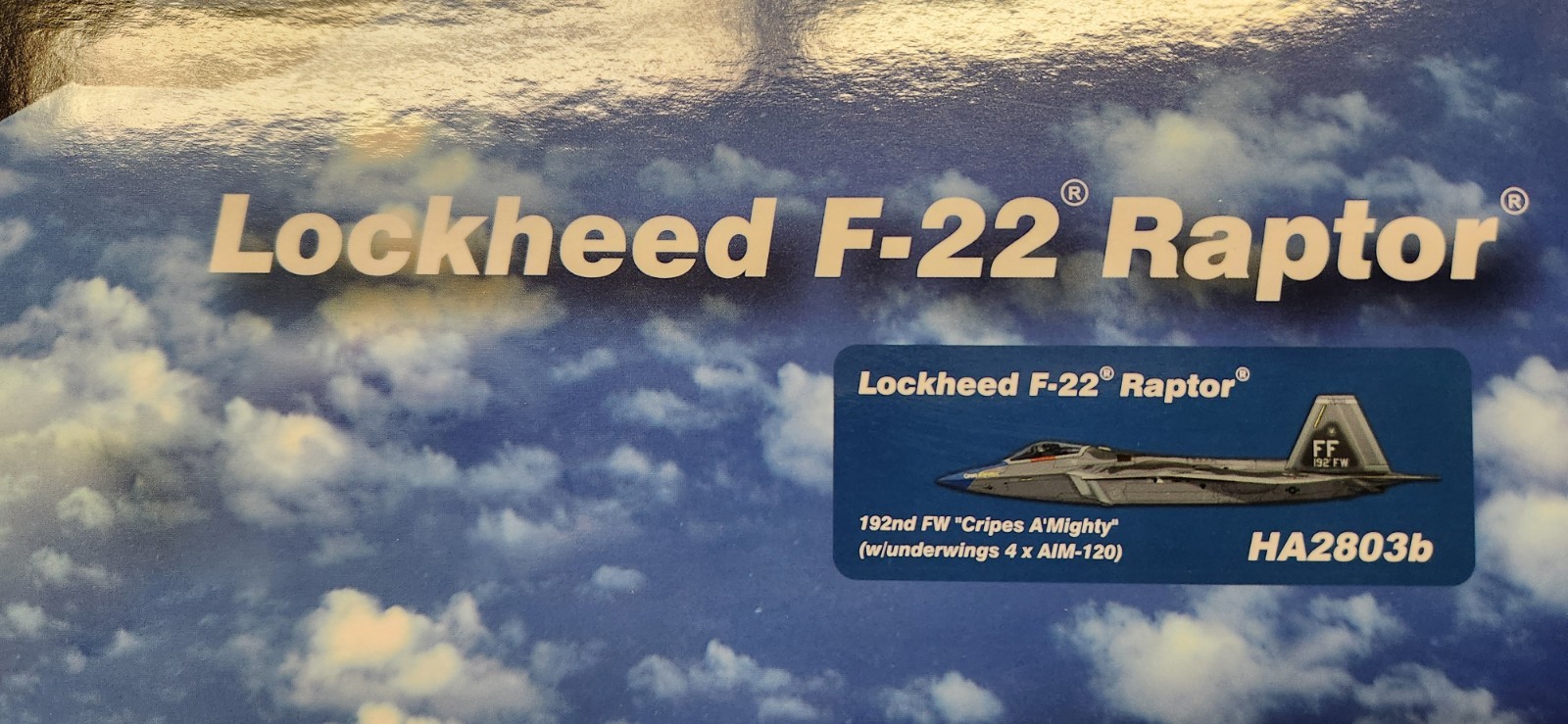 Hobby Master 1:72 HA2803b F-22 Raptor, 192nd FW “Cripes A’Mighty” w/ 4 X AIM-120