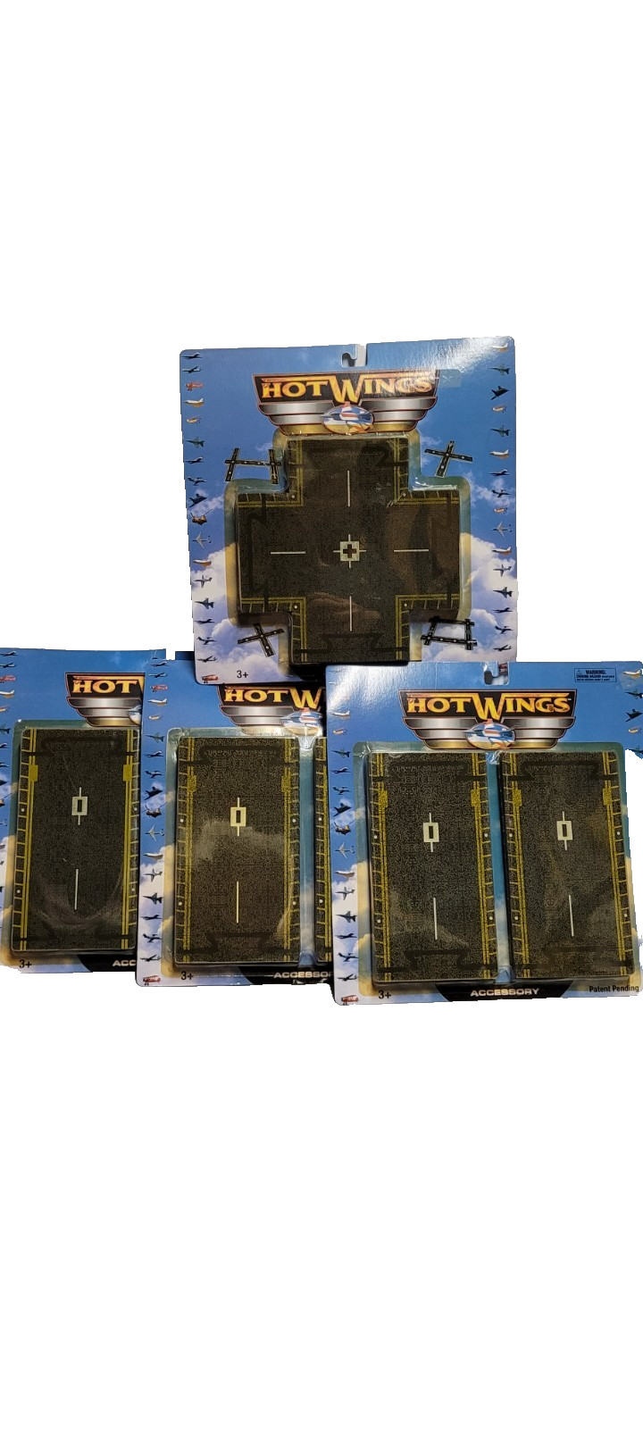 3 Hot Wings Connectible Runway 4 Piece Accessory Packs (64A) plus intersection