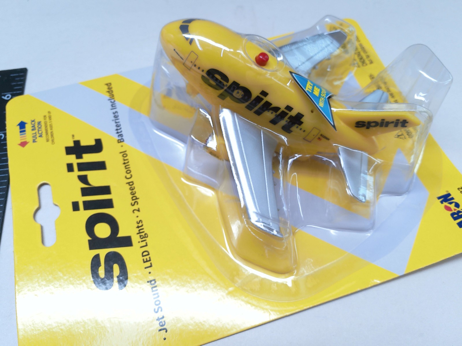 Spirit Airlines Jet Pull Back Action Toy Plane Sound Lights Daron TT182 NEW