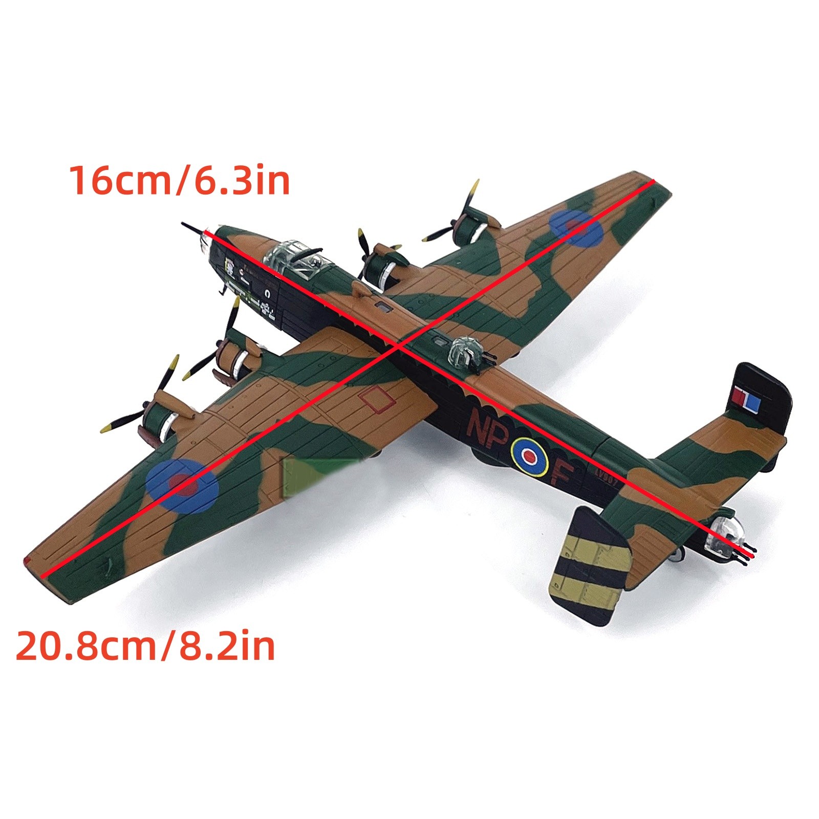 16cm Diecast 1/144 WWII For Handley Page Halifax B.Mk III Bomber Model w/tand
