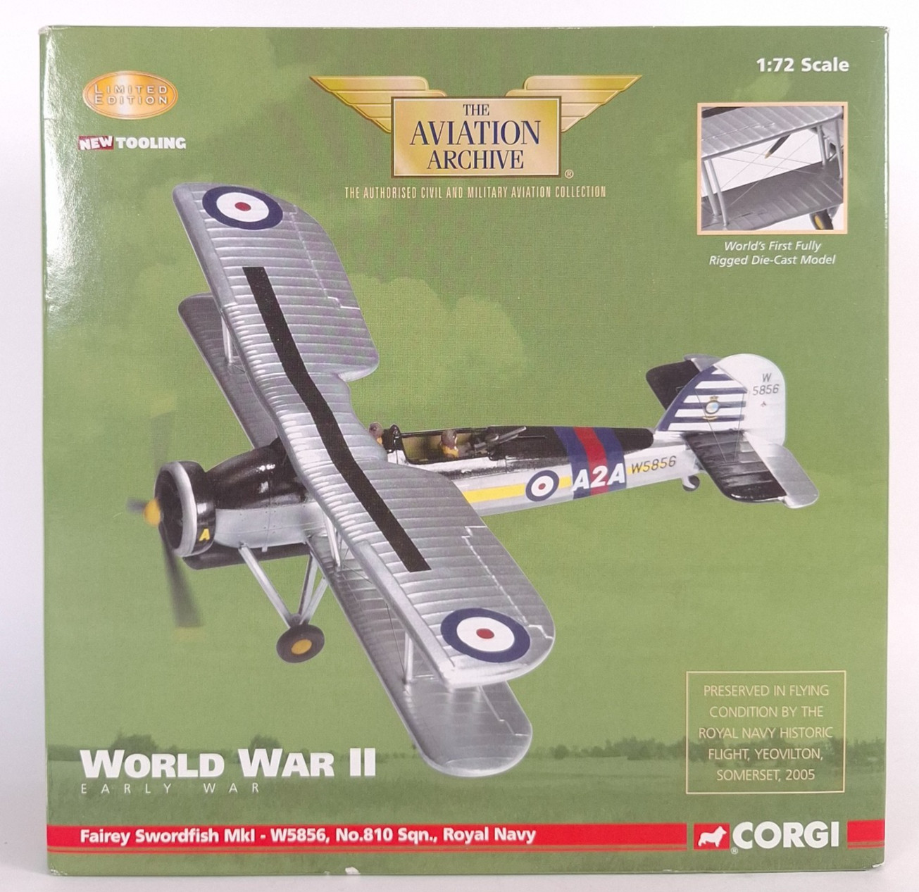 Corgi Aviation Archive AA36302 Fairey Swordfish MkI W5856 No.810 Sqn Royal Navy