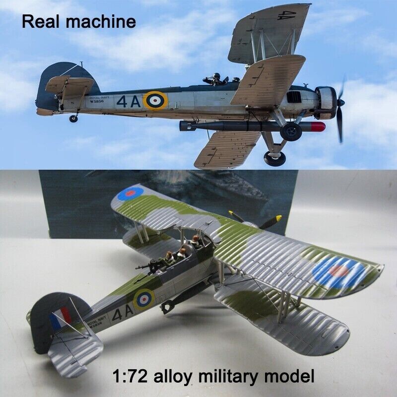1:72 Diecast Royal Navy WW2 Swordfish Biplane Fighter Model Military Collection
