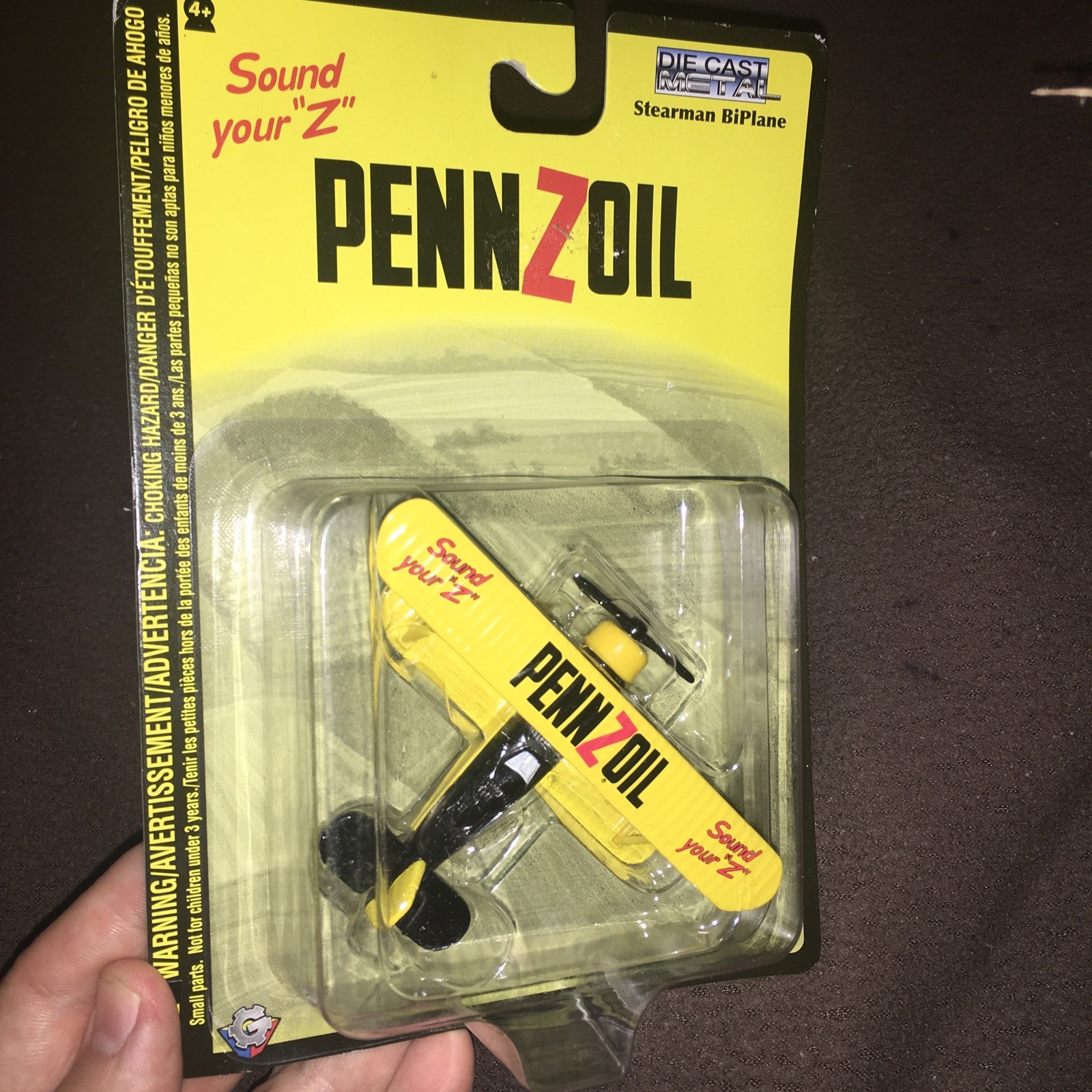 Vintage Diecast Pennzoil Stearman Plane / Biplane – 4 Inches