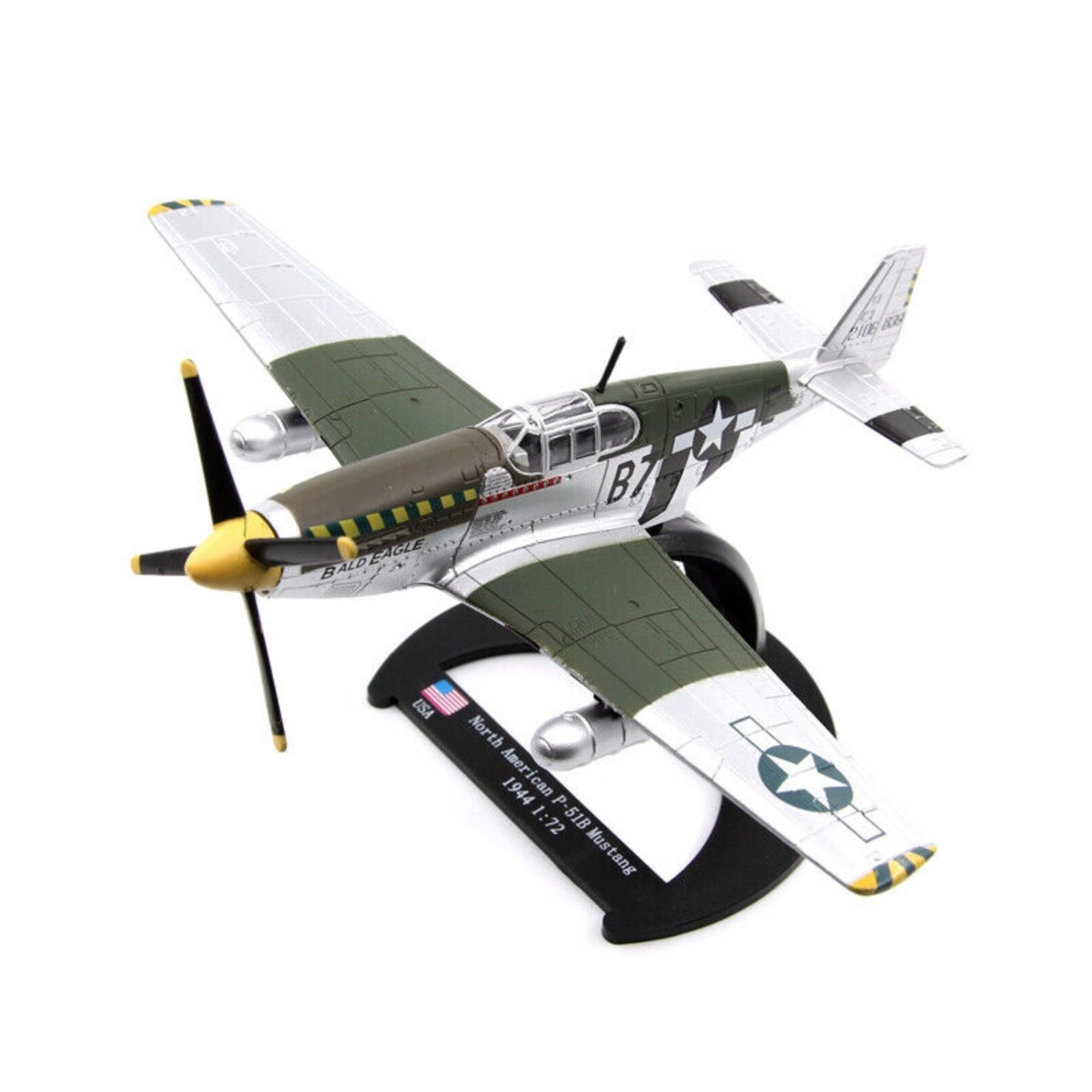 High Simulation 14cm Alloy 1/72 WWII North American P-51B Mustang Fighter Model