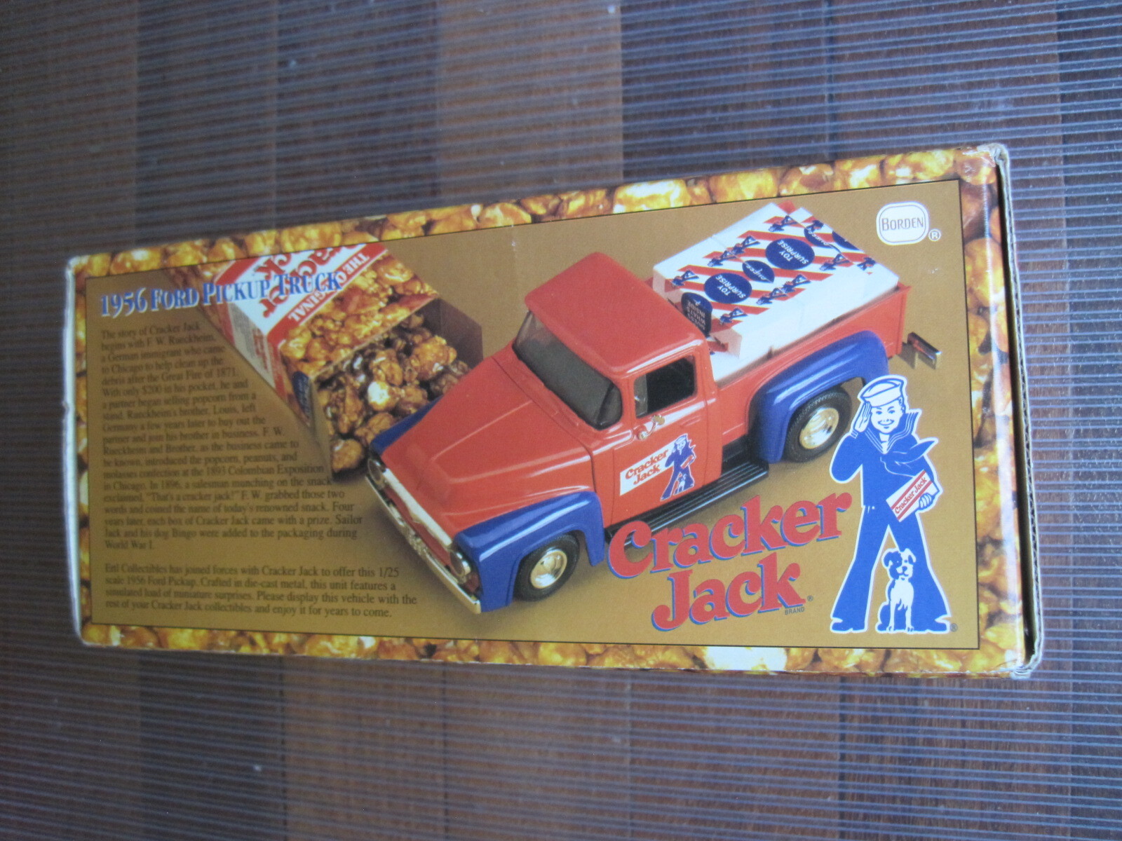 VINTAGE 1996 ERTL COLLECTIBLES 1956 FORD CRACKER JACK PICKUP TRUCK NEW BORDEN
