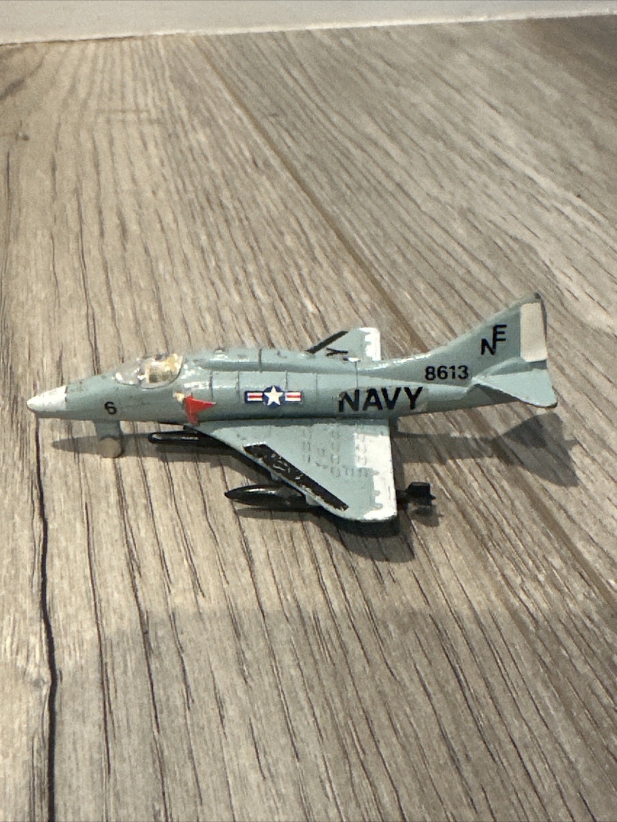 Vintage US Navy A-4F Skyhawk A-50 Diecast Fighter Jet Airplane Made in Hong Kong