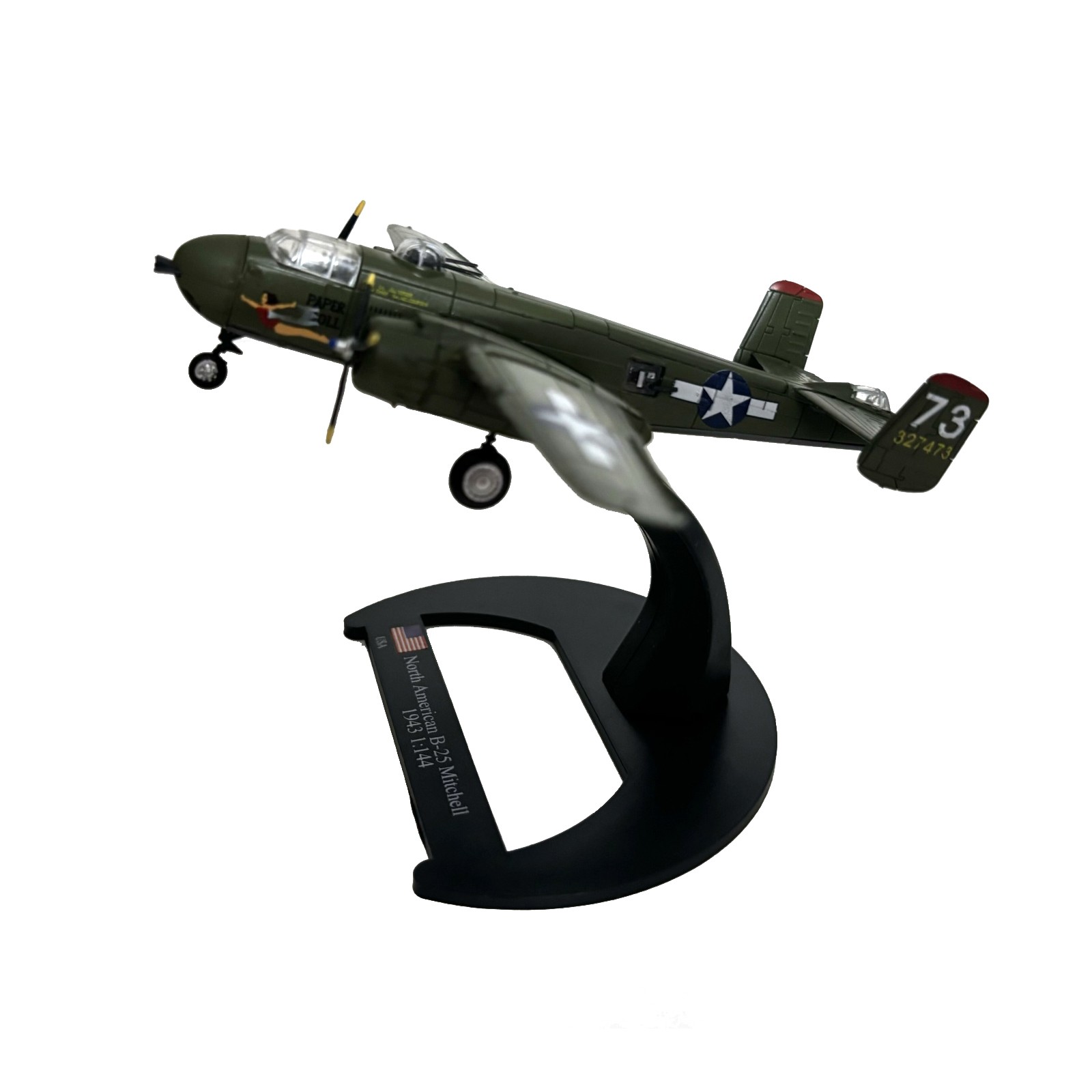 B-25 Mitchell Medium Bomber 1:144 Scale Diecast Replica With Display Stand