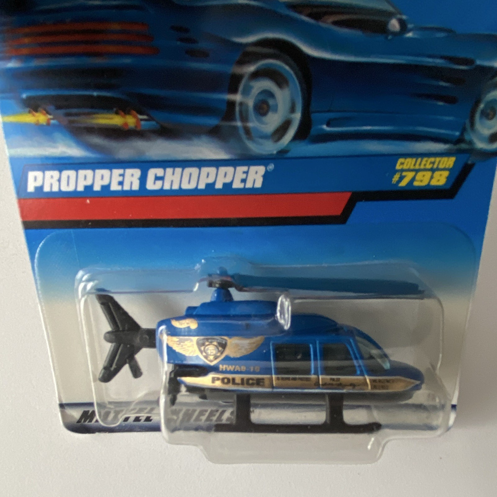 Hot Wheels Propper Chopper Police Diecast Helicopter 1:64 Blue/Black/Gold #798