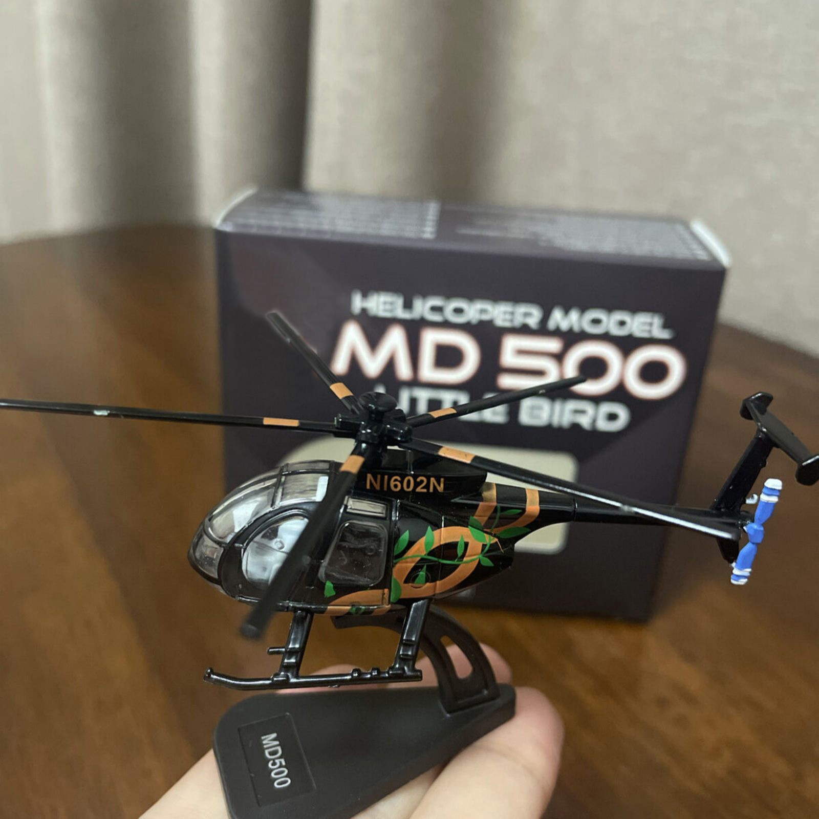 7.4cm Diecast Alloy 1/100 Scale USA Bird MD500 Helicopter Model Decor Craft