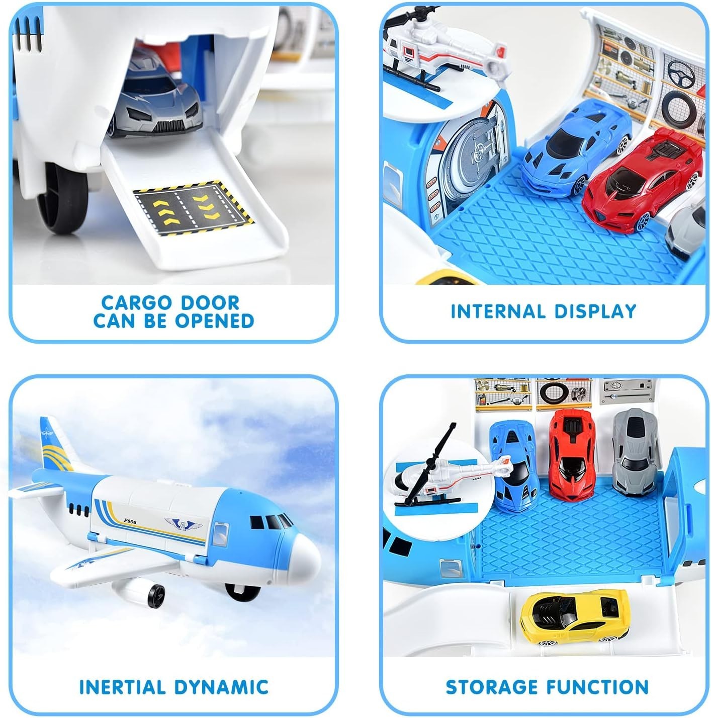 Educational Cargo Airplane & 4 Vehicle Play Set – Perfect Gift for Kids 3-12