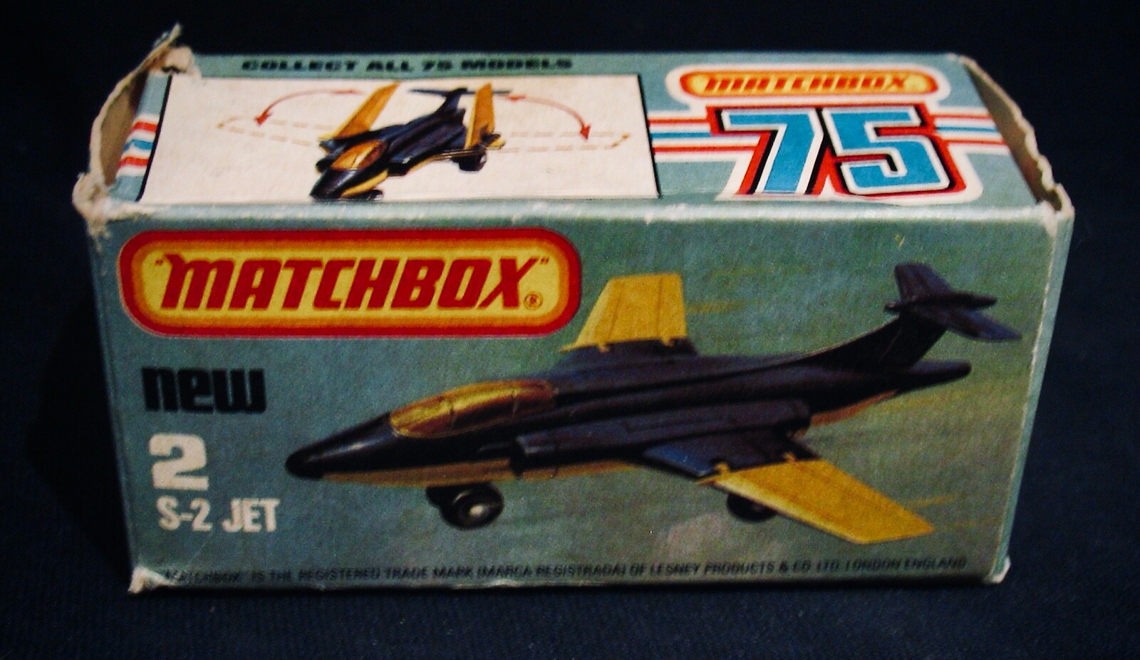 MATCHBOX~1980’s #2 S-2 JET AIRCRAFT PLANE WITH BOX~ENGLAND~EXCELLENT CONDITION
