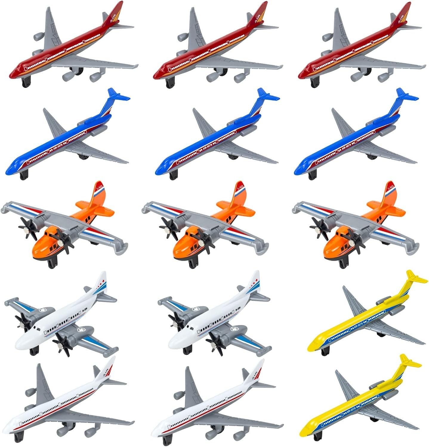 15-Piece Diecast Airplane Toy Set